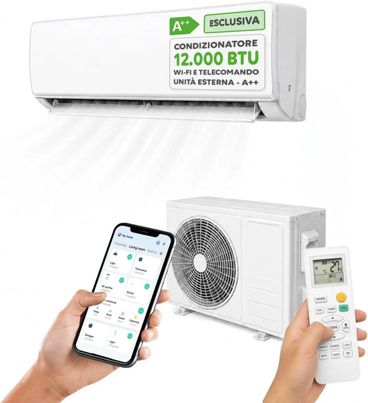 Climatizzatore split Wintem - con Wi-Fi, con display digitale, con tecnologia inverter - 12000 BTU, 65 dB