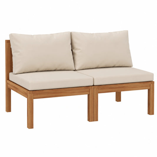 Set da giardino modulare in legno di acacia con cuscini, resistente alle intemperie per patio