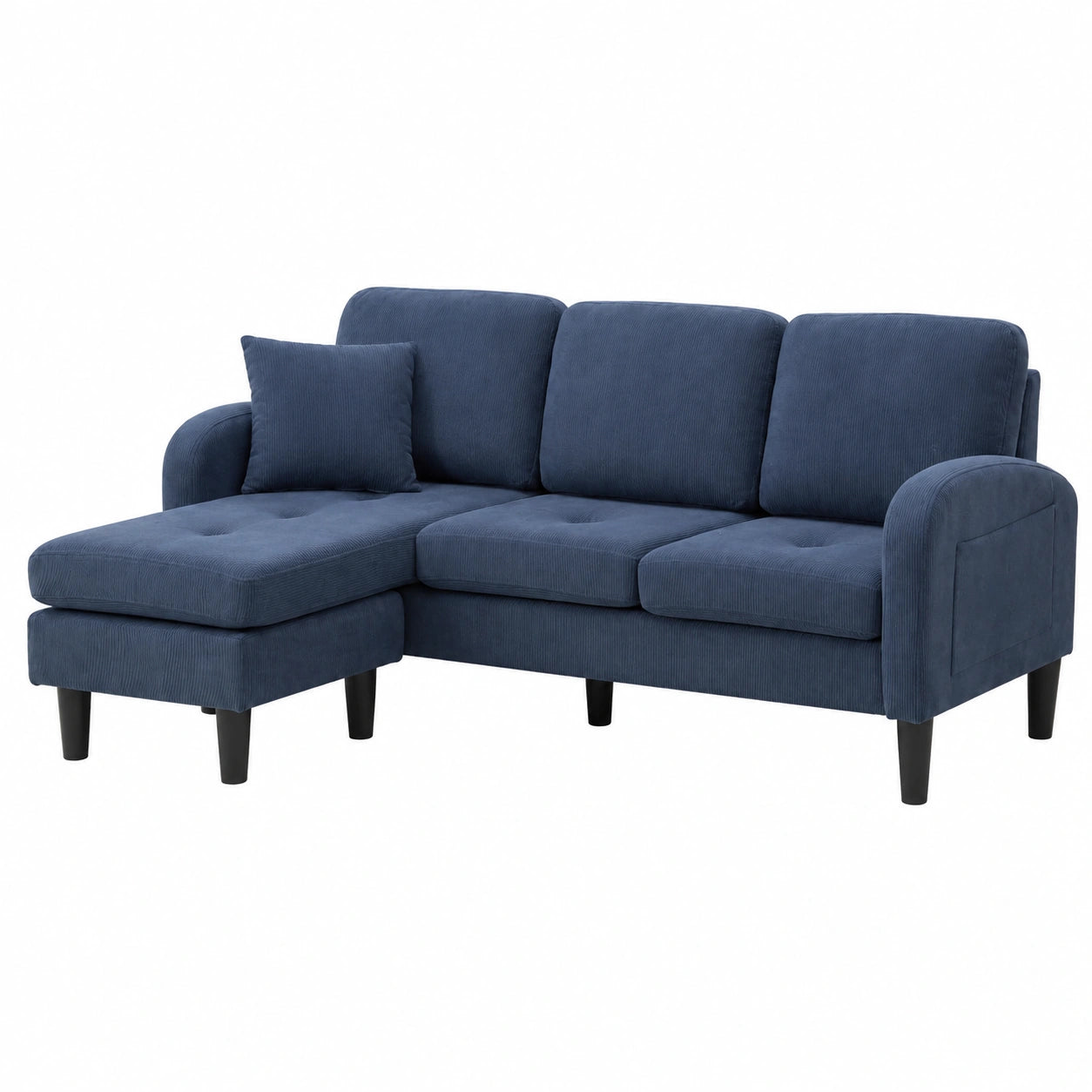 Divano angolare modulare in velluto, comfort per soggiorno e ufficio, 166x118x77 cm