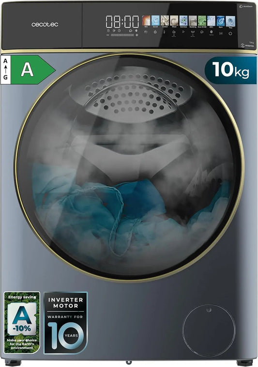Lavatrice Cecotec - colore Blu - con display digitale, con tecnologia inverter - 10 Kg