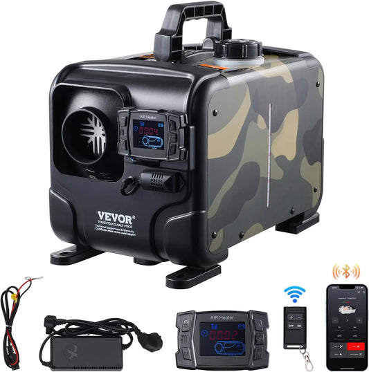 Riscaldatore elettrico VEVOR - con Bluetooth, con telecomando, con display digitale - 8 KW, 12V, 24V