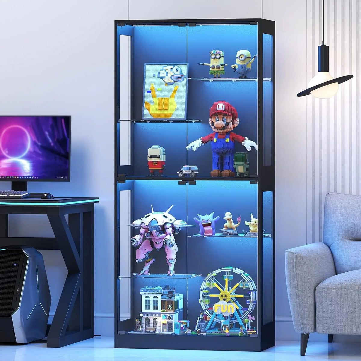 Armadio Lamtor - colore Nero - a LED, regolabile - 175 cm