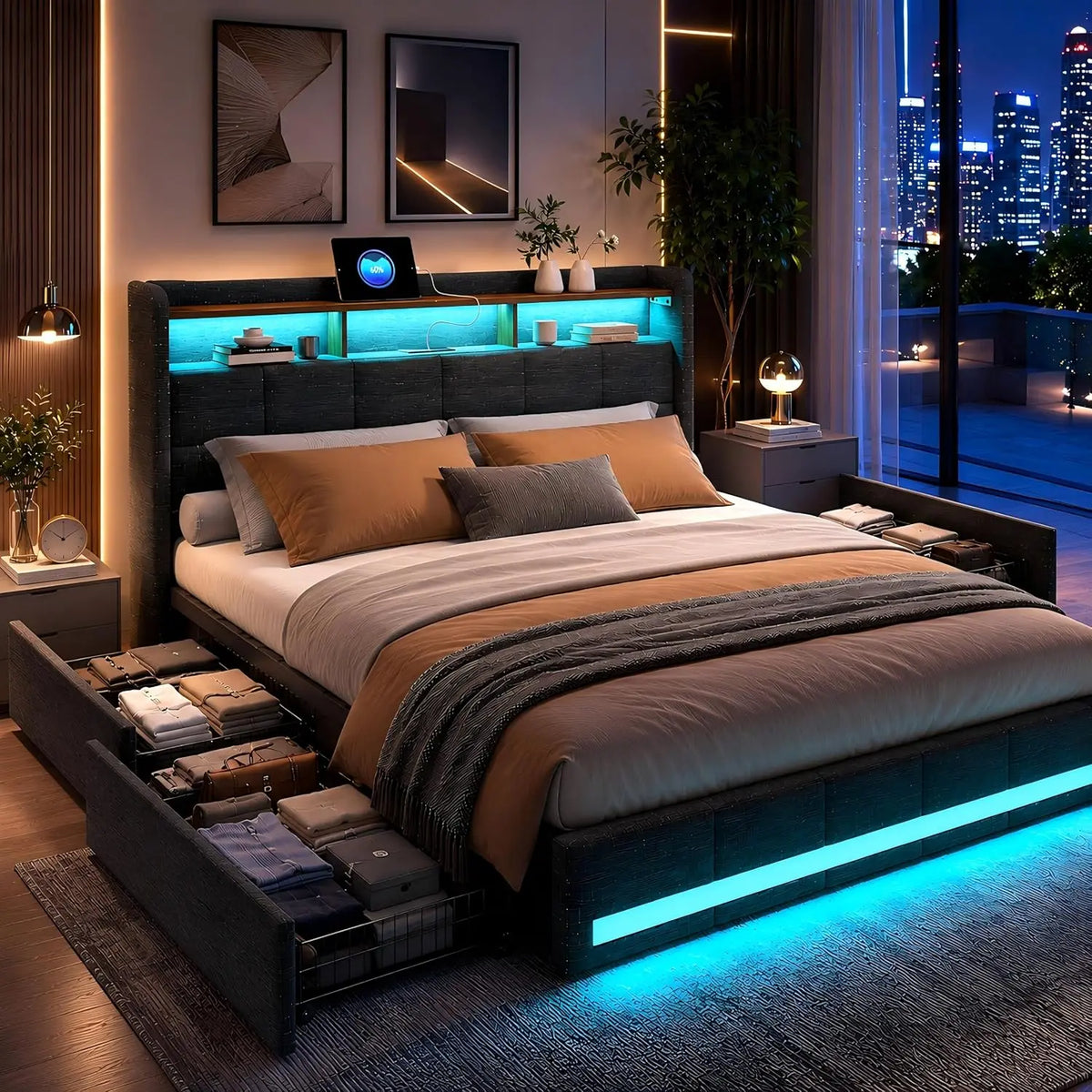 Letto - colore Grigio - a LED