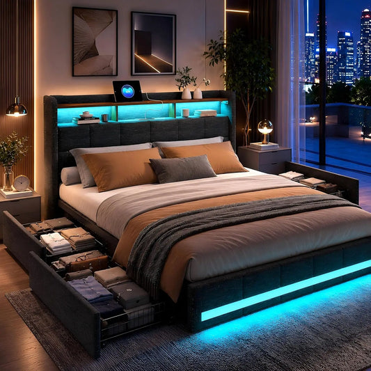 Letto - colore Grigio - a LED
