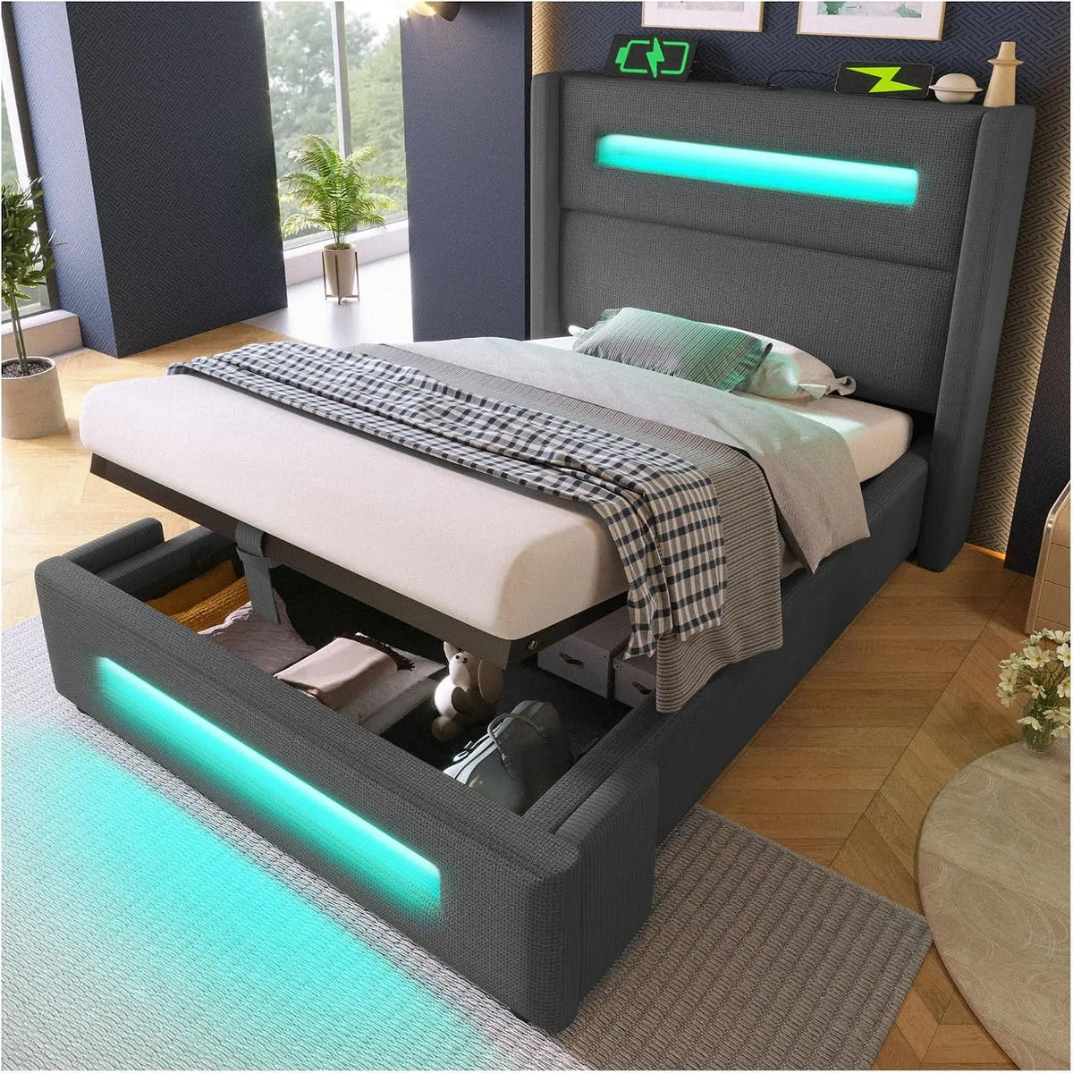 Letto - colore Grigio - a LED
